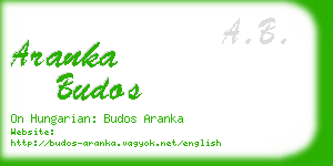 aranka budos business card